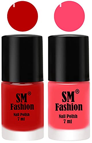 Image of Long Lasting Nail Polish | Nail Paint Combo 7 ml Each) - Set of 2 Red-Pink