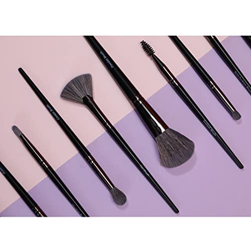 Image of MINISO Makeup Brush Set, Premium Soft Eye Shadow Powder Eyebrow Brush Concealer Brush, Black, 12Pcs