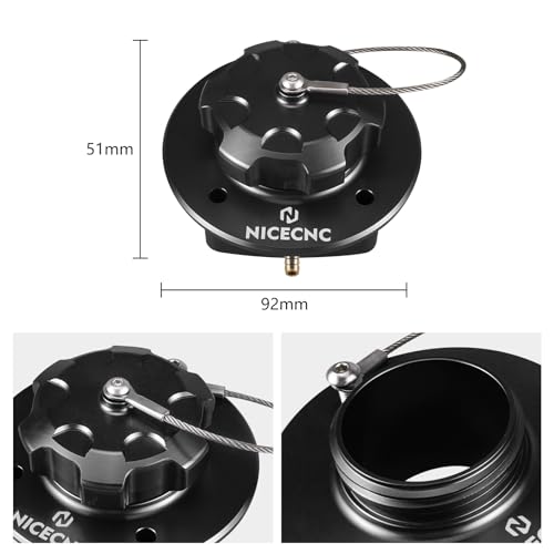 NICECNC Schwarz Motorrad Kraftstofftank Öl Tankdeckel Abdeckung Compatible with GasGas 700 Enduro & Supermoto 2022-2024, Kraftstofftankfüller Compatible with Husqvarna 701 Enduro & Supermoto 2016-2024