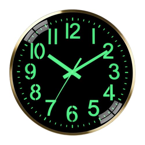12inch wall clock accuratetimekeeping easy toread at nighttick-free