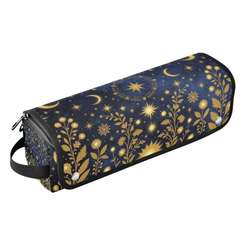 Bolsa organizadora de viaje para herramientas de cabello con tapete resistente al calor, ideal para planchas, rizadores y secadores pequeños. Diseño celestial azul marino con luna y estrellas para mujeres. miniatura 1
