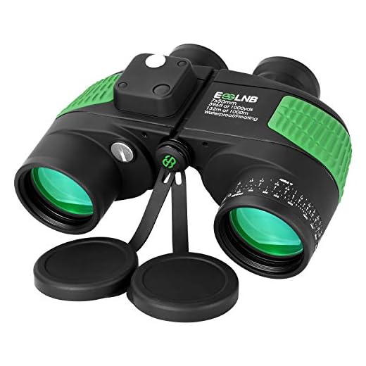 ESSLNB Marine Binoculars with Illuminated Compass Rangefinder 7X50 IPX7 100% Waterproof Military Binoculars for Adults Kids BAK4 FMC Floating Binoculars for Boating Hunting w/Bag and Floating Strap