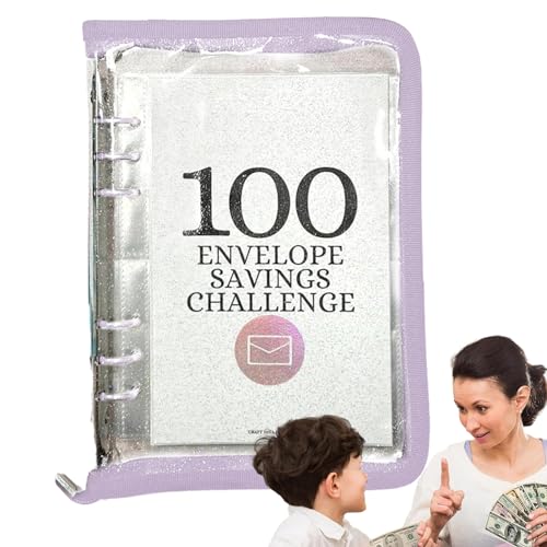 封筒の節約チャレンジ,100封筒貯金チャレンジブック - 学生向けの現金封筒、予算プランナーのメモ帳で、5,050 ドルを簡単に節約
