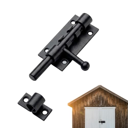 4 Inch Sliding Door Lock, 304 Stainless Steel, Padlock-Style Design, Thickened Heavy Duty Security Latch, Black, for Outdoor Gates Fences Sheds Windows Doors