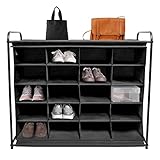 MULISOFT 5-Tier Shoe Cubby with 20-Grid Storage, Shoe Rack Organizer for Maintaining Shoes, Stackable Cubby Shoe Rack, Easy-to-Mobile Shoe Organizer Cubby for Entryway, Closet, Bedroom, Garage, Black