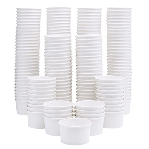 Stockroom Plus 200-Pack Paper Ice Cream Cups - Bulk 8 oz Disposable Ice Cream Bowls for Ice Cream Parties, Business Use (White)