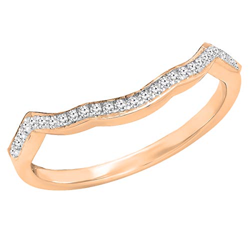 Anillo apilable redondo de oro de 14 quilates con diamantes blancos cultivados en laboratorio de 0,15 quilates, Oro rosa Diamante cultivado en laboratorio Oro rosa, Diamante sintético
