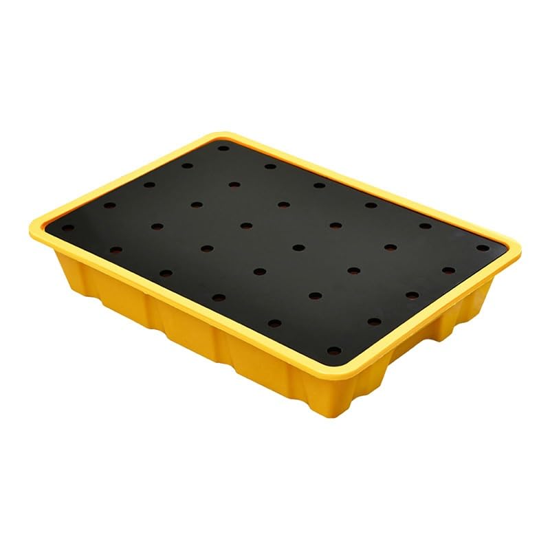 PFCDZDU Spill Containment Platform, Outlet Modular Oil Drum Capacity Pallet with Drain, Industrial Safety Stackable Grating Tray for Factory Garage Kitchen(Yellow-1PCS,19.3x14.0x3.7IN)
