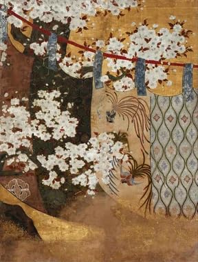 Poster japonais Sakura époque Edo triptyque mural BensArt format A4