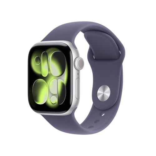 Image of Apple Watch Series 11 [GPS + Cellular 42mm] Smartwatch with Silver Aluminum Case with Purple Fog Sport Band - S /M. Sleep Score, Fitness Tracker, Health Monitoring, Always-On Display, Water Resistant