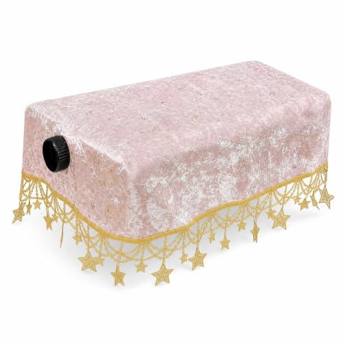 Funda para teclado y piano de terciopelo suave premium rosa con estrellas doradas elegantes 2