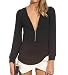 Sunnow Womens Long Sleeve V Neck Zipper Sexy Chiffon Pullover T-shirt Blouse