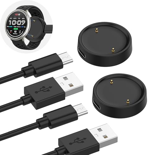 Ermorgen 2 peças carregador USB C compatível com Amazfit Active 2 / Amazfit Bip 6 cabo de carregamento de substituição para estação de carregamento, cabo de carregamento USB de 100 cm para Amazfit