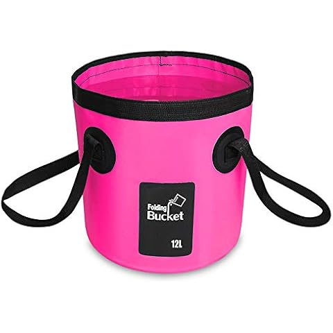 YAVO-EU Collapsible Folding Bucket Portable (12L) Portable Lightweight Pail for Camping Traveling Hiking Fishing Boating and Gardening Foldable Water Bucket (PINK) Cover