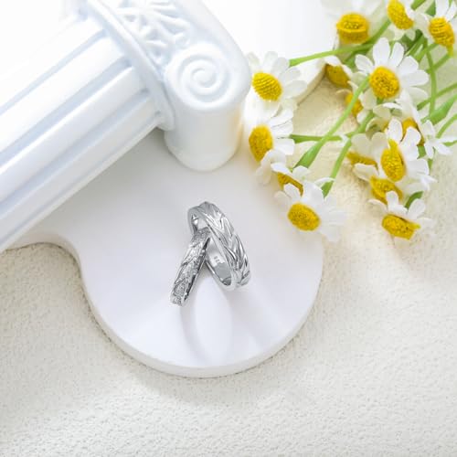 Personalized Engraved Diamond Couples Rings Wedding Band Sets For His & Hers 10K 14K 18K Gold/Sterling Silver Engagement Ring Anniversary Christmas Valentine's Day Birthday Jewelry Gift2