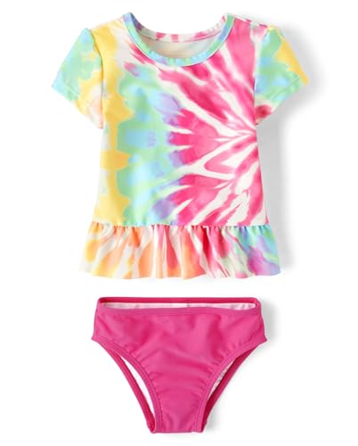 The Children's Place,Baby Girls,and Toddler Short Sleeve Rashguard Swimset,Cosmos,3 Years