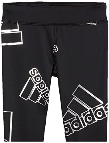 Adidas Girls Aeroready Performance Long Tights Leggings, Black With Silver, 6 Plus #TOP1