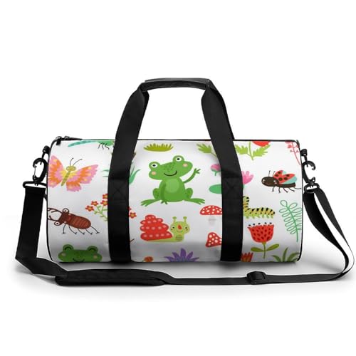 Sac de sport grenouille et libellule 45x23x23cm pour gym