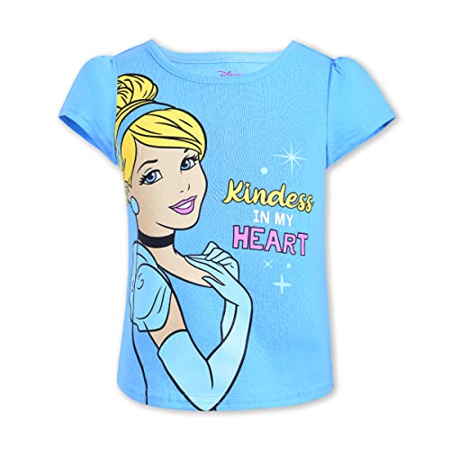 Disney Princess Cinderella, Belle, Rapunzel, and Ariel Girls 4 Pack Short Sleeve T-Shirt for Toddler and Big Kids2