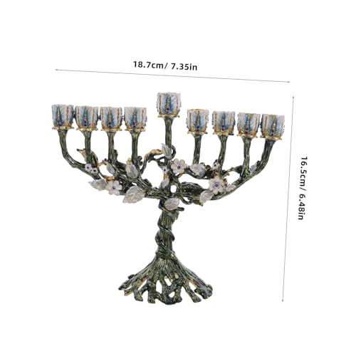Ménorah 9 branches vintage pour décoration de table religieuse de Hanoukka