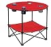 Preferred Nation Folding Table, Polyester with Metal Frame, 4 Mesh Cup Holders, Compact, Convenient  Carry Case Included - Red