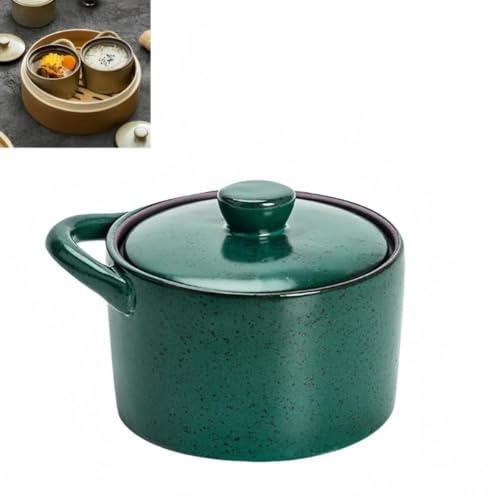 olkljdg蒸し碗 茶碗蒸し器 蓋付き 北欧風 おしゃれ 陶器 スープ茶碗・デザート茶碗蒸し両用 和食器 旅館・飲食店業務用 うつわ食器 蒸し器付きちゃわんむし器 (ダークブルー,3.5インチ*1個)