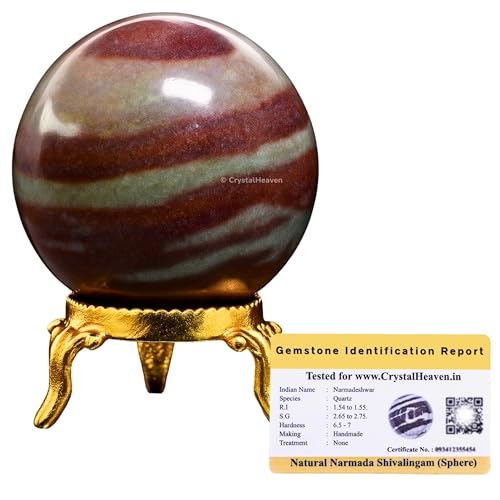 Certified Narmada Shiva Lingam Crystal Ball for Meditation - Premium Crystal Vastu Items for Home and Feng Shui Items for Good Luck - Ideal for Pooja Supplies and Spiritual Practices (1.5" Inch)