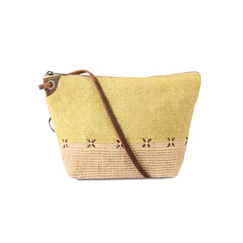 KomalC Stylish Slingbag for Women made with Jute & Premium Buffalo Leather | Woven Shoulder Bag | Summer Bag for everyday use