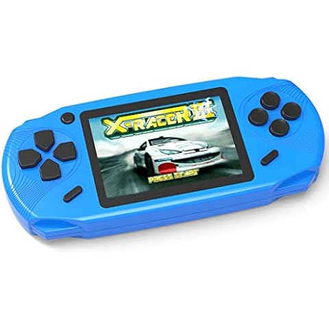Bornkid 16 Bit Handheld Game Console for Kids and Adults with Built in 100 HD Puzzle Video Game 3.0'' Large Screen Senior Electronic Handheld Games Boys Girls Birthday Gift(Blue) Cover