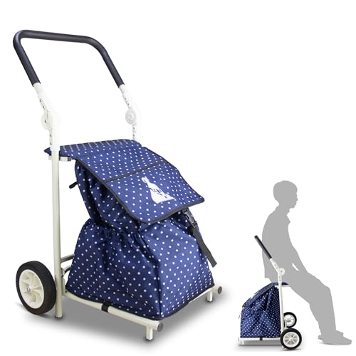 TOPWELL Foldable Shopping Trolley with Removable Bag & Seat