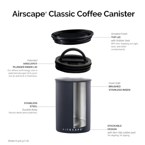 Planetary Design Airscape Airless Coffee Storage | 250g | Matte Black