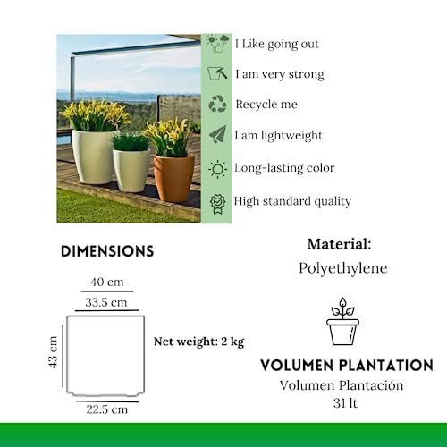 Elly Décor 18 Inch Plastic Planter With Drainage, For Outdoor And Indoors, Lightweight & Resistant Plant Containers, Conic Tall Planter 18" X 16" White #TOP3