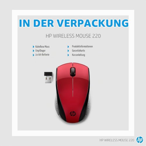 HP Maus 220 (kabellos, Links- und Rechtshänder) rot – Ansicht 6
