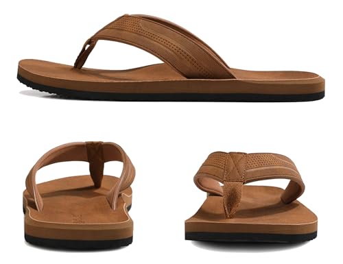 AX BOXING Mens Flip Flops Leather Thong Sandals Casual Comfort Slides Slippers3