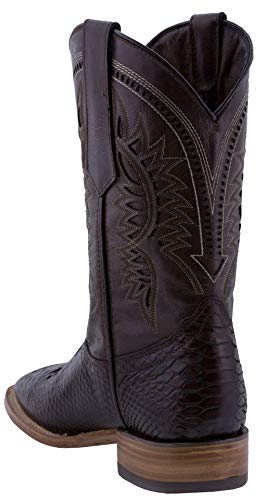 Texas Legacy Mens Brown Western Leather Cowboy Boots Snake Print Square Toe4