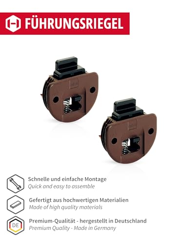 Gedotec Führungsriegel Schiebetür-Riegel Schiebe-Schrank Führungsteil Laufschiene oben - Slide Line 55 | Kunststoff braun | MADE IN GERMANY | 2 Stück - Laufteile für Möbel-Schiebetürbeschlage für Holz