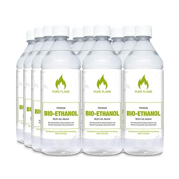 Bioethanol 96,6% – 12 x 1L Flaschen zum handlichen Gebrauch- Reinheit, Qualität, Sicherheit & nachhaltige Herstellung…