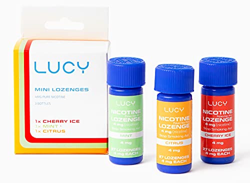 Lucy Nicotine Lozenges 4mg 3 Pack (81 Count, 27 per Bottle), Cleaner Nicotine, Great Taste, Nicotine Alternative, Convenient (Variety)