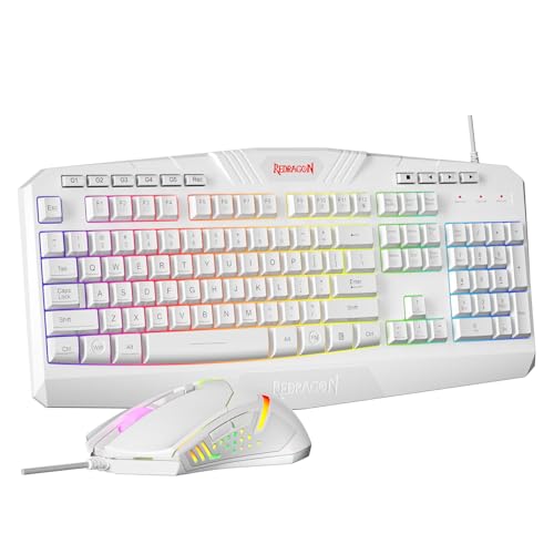 Redragon Updated Programmable Gaming Keyboard and Mouse, RGB Backlit Keyboard Mouse with Software,...