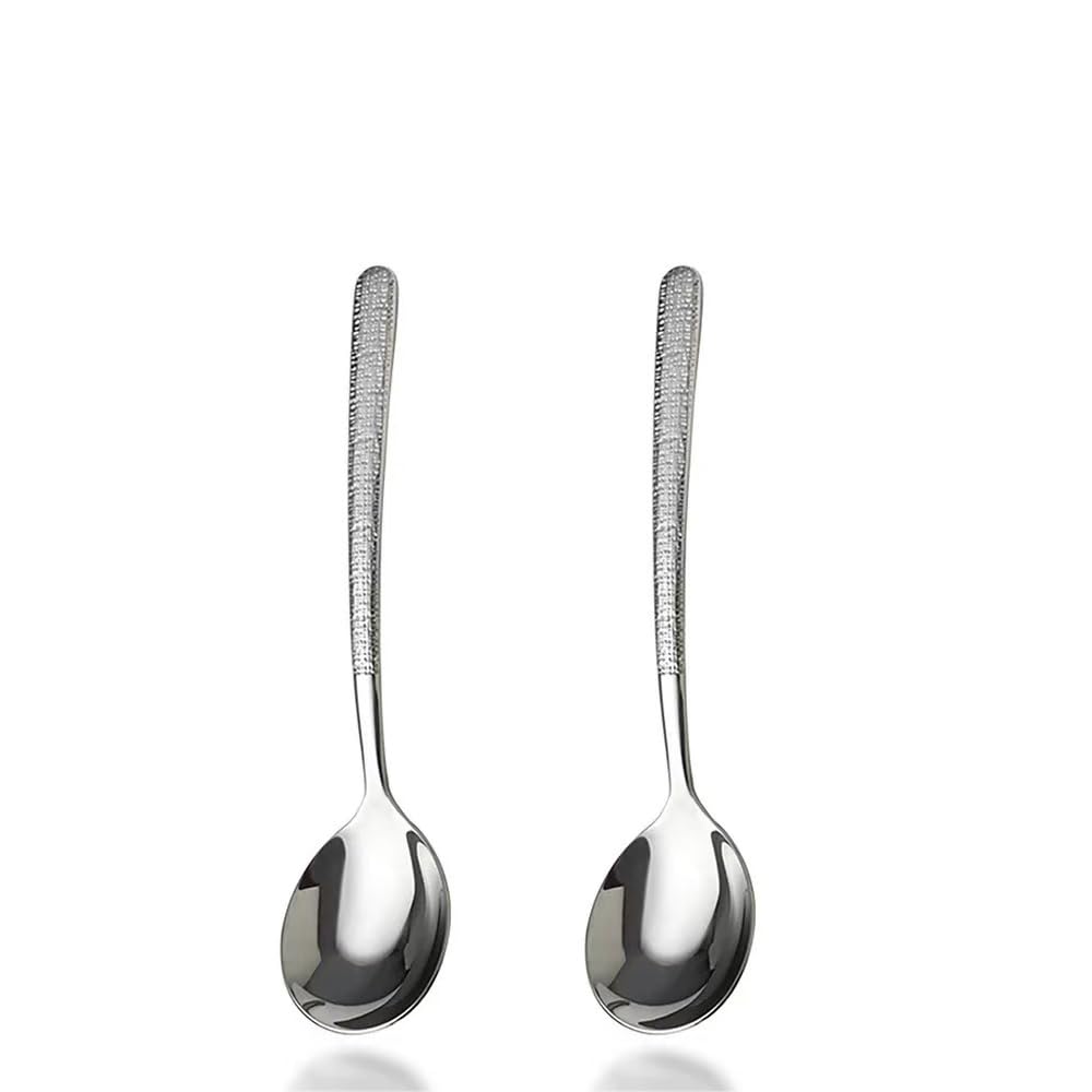 Soup Spoons, Premium 18/10 Stainless Steel Large Round Spoons with Long Handles, 8.2'' Long Tablespoon, Dishwasher Safe, 2 pack