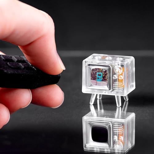 Image of TinyCircuits TinyTV Mini - Ultra-Mini Classic TV, Preloaded & Uploadable Videos, USB-C Rechargeable, 0.6″ OLED Display (Clear)