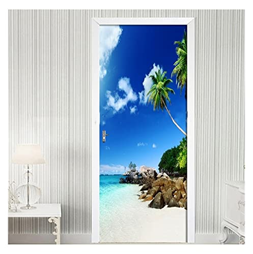 Sticker mural porte cache misère pour masquer une porte abîmée 77x200