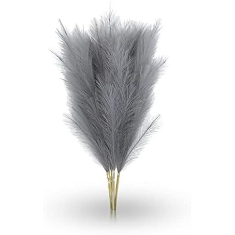 Huashen 6 PCS Faux Pampas Grass Decor 38"/3.1FT Tall Fake Pompas Floral Large Artificial Pompous Grass Fake Pompass Branches Plants for Kitchen Home Floor Vase Filler Boho Decorations (Blue) Cover