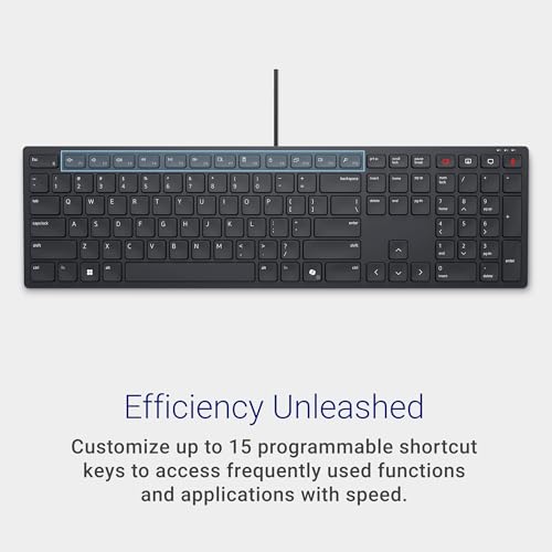 Image of Dell KB525C Wired Collaboration Keyboard - USB-C & USB-A Versatile connectivity, 15 Programmable Shortcuts, Collaboration Keys - Zoom & Microsoft Teams, Copilot Key, Silent Keys - Black