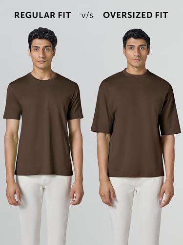 Image of XYXX Drift Oversized Tshirt for Men | 100% Combed Cotton | Solid Roundneck Drop Shoulders Half-Sleeve T Shirt