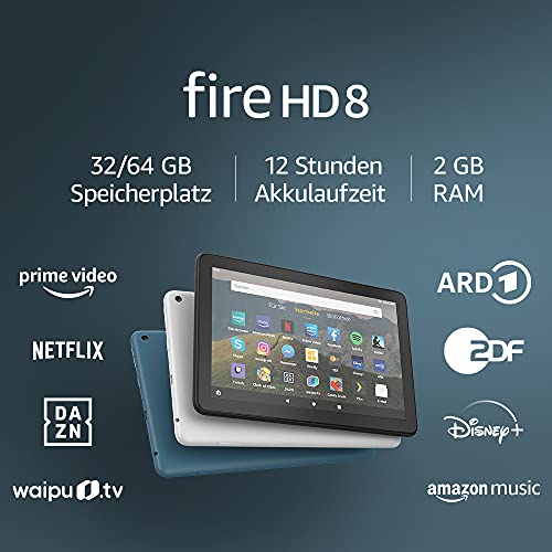 Amazon Fire HD 8-Tablet, Zertifiziert und generalüberholt, 8-Zoll-HD-Display, 64 GB, Schwarz mit Spezialangeboten, für Unterhaltung unterwegs (2020)