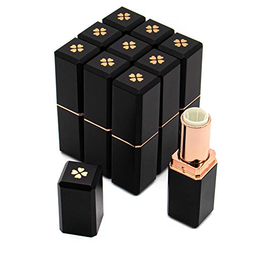 AUEAR, 10 Pack Black Empty Lipstick Tubes DIY Lipsticks Lip Balm Empty Container Square Tube Empty Lipstick Tube with Lid Cap (Style A)