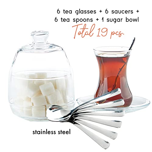 The Mask El Turko The Buybox 19 Pieces Traditional Turkish Tea Set Includes; 6 Glasses Tea Cups thumb #1