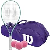 Wilson Essence Tennis Racquet Bundled with a Wilson Advantage 2.5 Tennis Bag – Optional Accessories