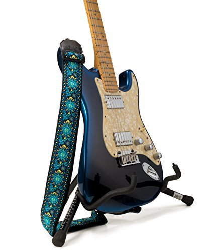 Sangle de guitare Timbregear, tissée motif jacquard bleu et jaune bleu - Les Beatles, Paul McCartney, John Lennon, RIngo Starr, George Harrison Sangle de guitare Timbregear, tissée motif jacquard bleu et jaune bleu – Image 3
